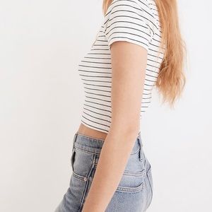 *Never worn with tags* Madewell Ribbed Henley High-Crop Tee XS